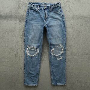 American Eagle Mom Jeans Women's Size 8R High-Rise Denim 27" Inseam Destroyed